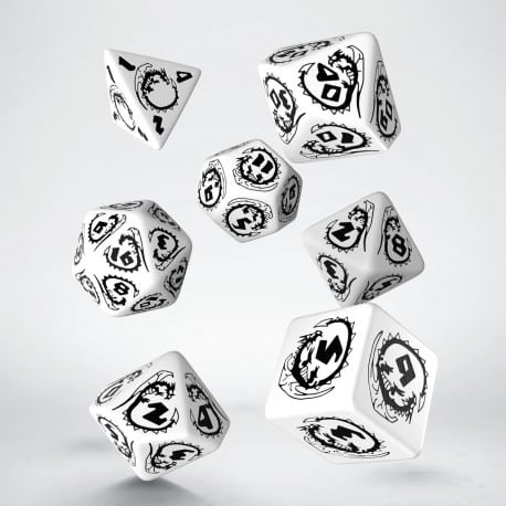 Dragons - White &amp; Black Dice Set (7)