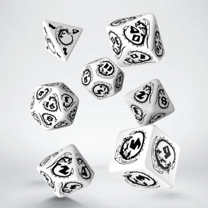 Dragons - White &amp; Black Dice Set (7)