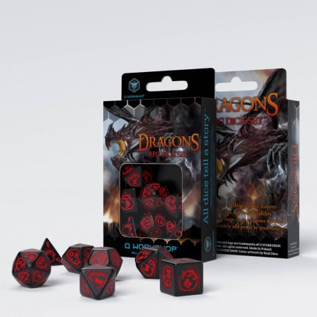 Dragons - Black &amp; Red Dice Set (7)