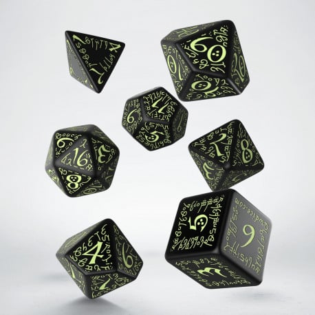 Elvish - Black & Glow-in-the-dark Dice Set (7)