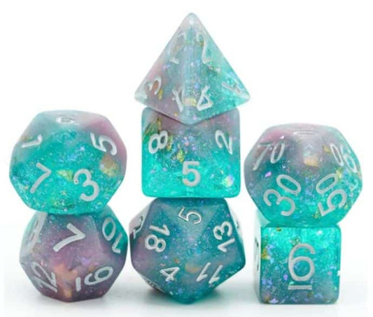 Pink & Green Seabed Treasure RPG Dice Set