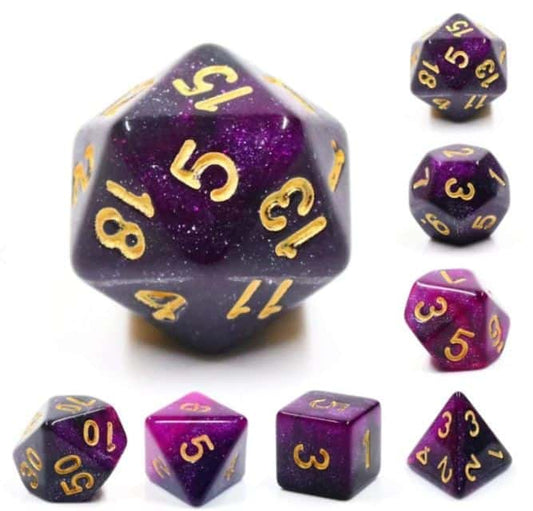 Black & Purple Galaxy RPG Dice Set