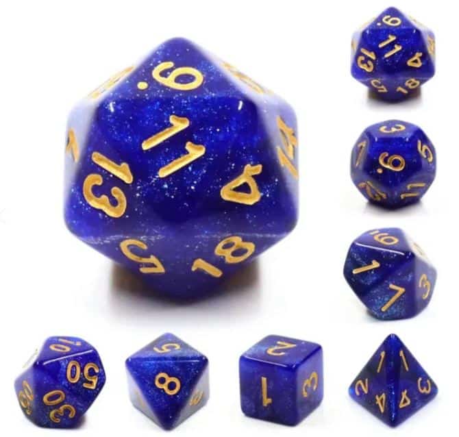 Black & Blue Galaxy RPG Dice Set