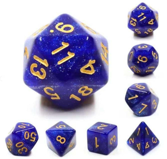 Black & Blue Galaxy RPG Dice Set