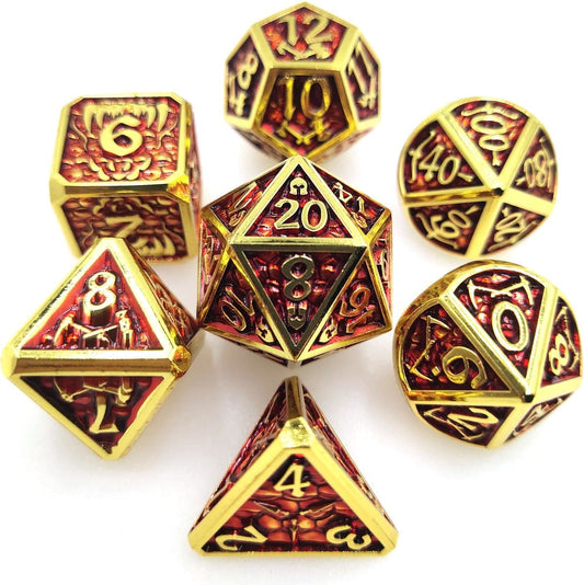 Metal Polyhedral Dice Set Goud/rood