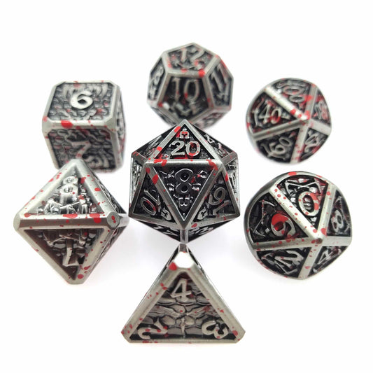 Metal Polyhedral Dice Set Bloodstains