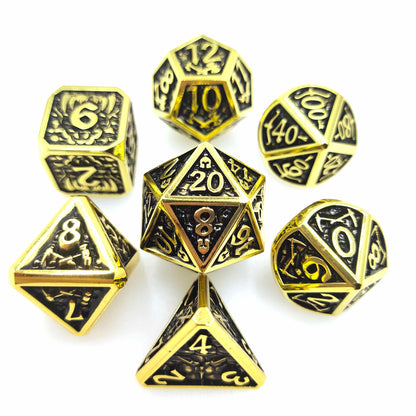 Metal Polyhedral Dice Set  Black/gold