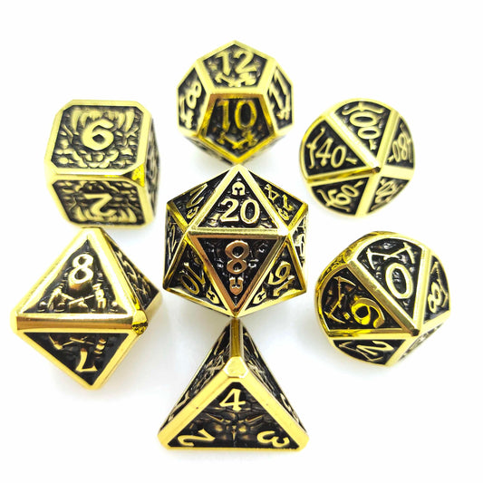 Metal Polyhedral Dice Set  Black/gold
