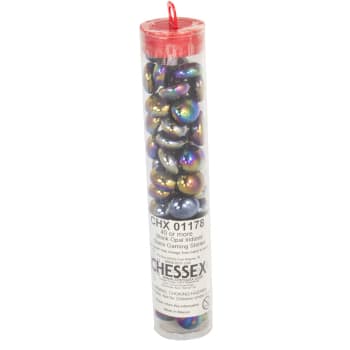 Glass Gaming Stones - Black Opal Iridized (40+)