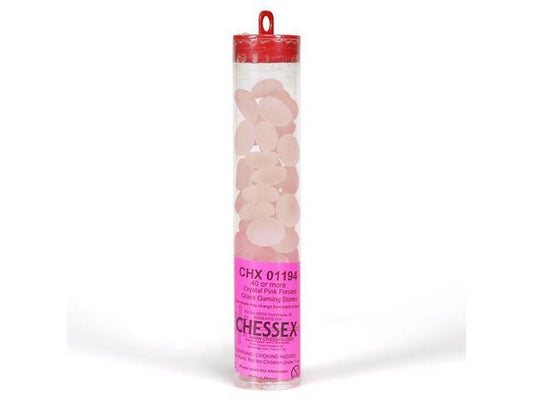 Glass Gaming Stones - Crystal Pink Frosted (40+)
