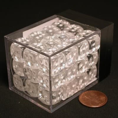 Translucent Clear/white D6 12mm Dobbelsteen Set (36 stuks)