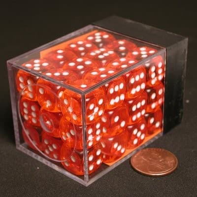 Translucent Orange/white D6 12mm Dobbelsteen Set (36 stuks)