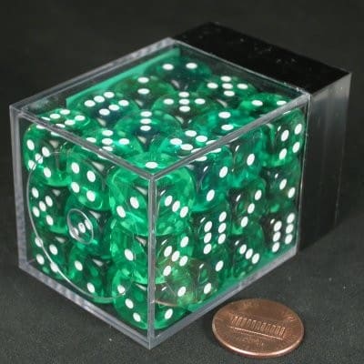 Translucent Green/white D6 12mm Dobbelsteen Set (36 stuks)