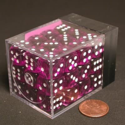 Translucent Purple/white D6 12mm Dobbelsteen Set (36 stuks)