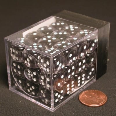 Translucent Smoke/white D6 12mm Dobbelsteen Set (36 stuks)