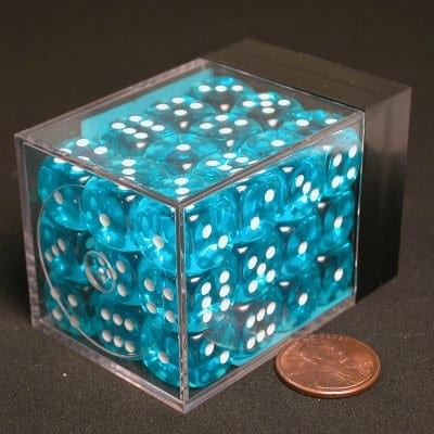 Translucent Teal/white D6 12mm Dobbelsteen Set (36 stuks)