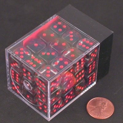 Translucent Smoke/red D6 12mm Dobbelsteen Set (36 stuks)