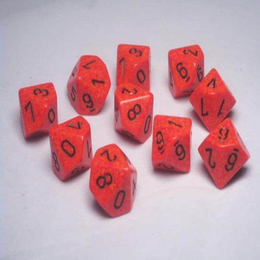 Fire Speckled D10 Dobbelsteen Set (10 stuks)