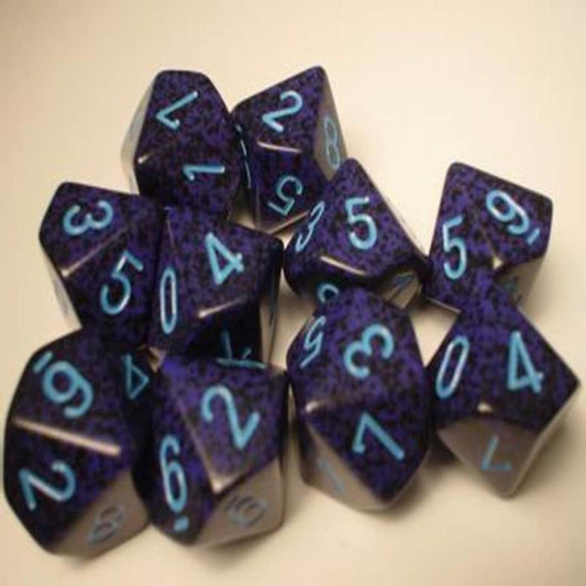 Cobalt Speckled D10 Dobbelsteen Set (10 stuks)