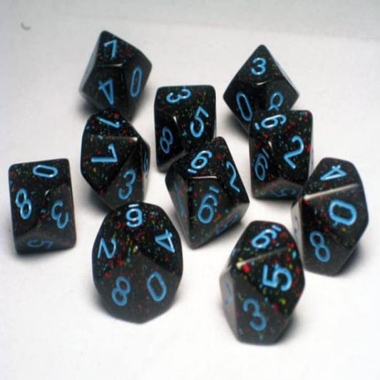 Blue Stars Speckled D10 Dobbelsteen Set (10 stuks)