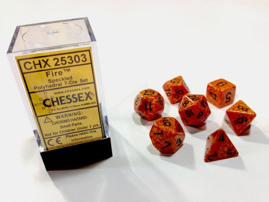Fire Speckled Polydice Dobbelsteen Set (7 stuks)