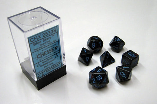 Blue Stars Speckled Polydice Dobbelsteen Set (7 stuks)