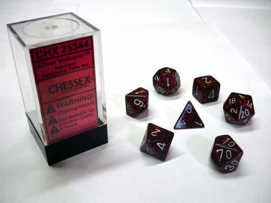 Silver Volcano Speckled Polydice Dobbelsteen Set (7 stuks)