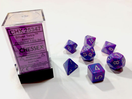 Silver Tetra Speckled Polydice Dobbelsteen Set (7 stuks)