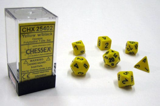 Opaque Yellow/black Polydice Dobbelsteen Set (7 stuks)