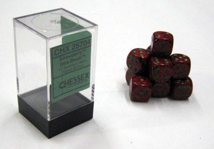 Strawberry Speckled D6 16mm Dobbelsteen Set (12 stuks)