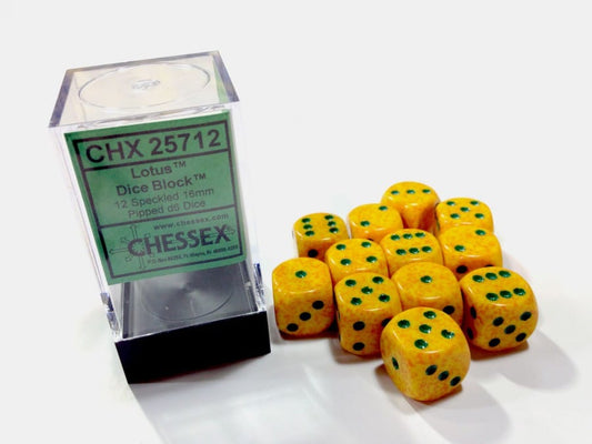 Lotus Speckled D6 16mm Dobbelsteen Set (12 stuks)