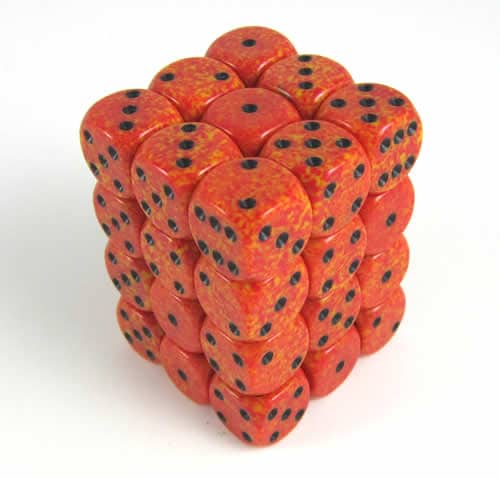 Fire Speckled D6 12mm Dobbelsteen Set (36 stuks)