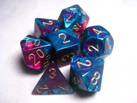 Gemini Purple-Teal/gold Polydice Dobbelsteen Set (7 stuks)