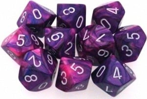 Festive Violet/white D10 Dobbelsteen Set (10 stuks)