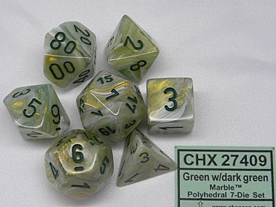 Marble Mega-hedral Green/dark green Dobbelsteenset (7 stuks)