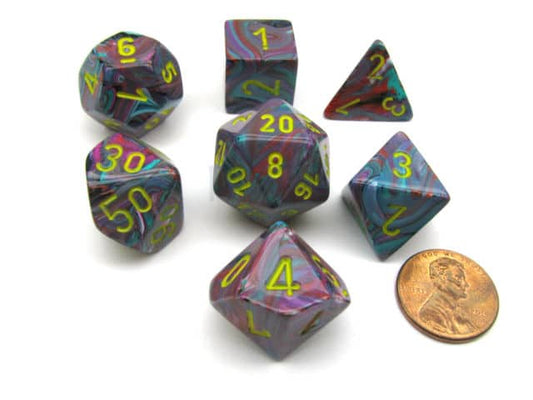 Festive Mosaic/yellow Polydice Dobbelsteen Set (7 stuks)