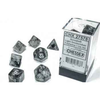 Borealis Polyhedral Light Smoke/silver Luminary Dice Set (7 pieces)
