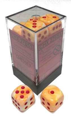 Festive Sunburst/red D6 16mm Dobbelsteen Set (12 stuks)