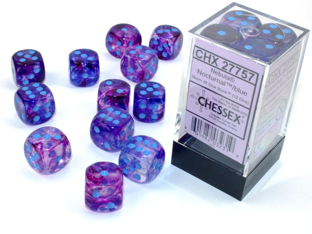 Nebula Nocturnal/blue Luminary D6 16mm Dobbelsteen Set (12 stuks)