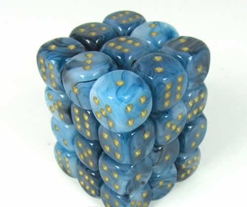 Phantom Teal/gold D6 12mm Dobbelsteen Set (36 stuks)