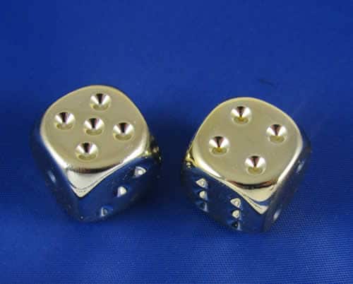 Gold-Plated Metallic/pips D6 16mm Dobbelsteen Set (2 stuks)