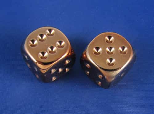 Copper-Plated Metallic/pips D6 16mm Dobbelsteen Set (2 stuks)