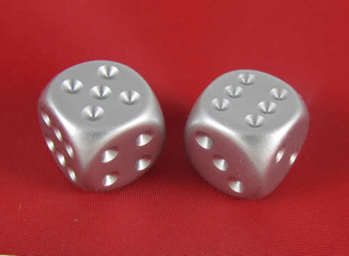 Aluminum-Plated Metallic/pips D6 16mm Dobbelsteen Set (2 stuks)