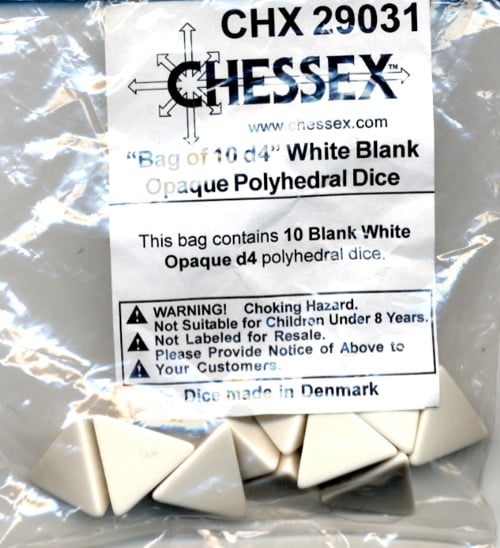 Opaque White Blanc D4 Dobbelsteen Set (10 stuks)