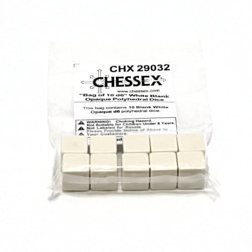 Opaque White Blanc D6 Dobbelsteen Set (10 stuks)