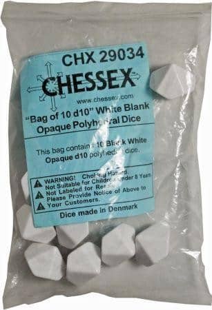 Opaque White Blanc D10 Dobbelsteen Set (10 stuks)