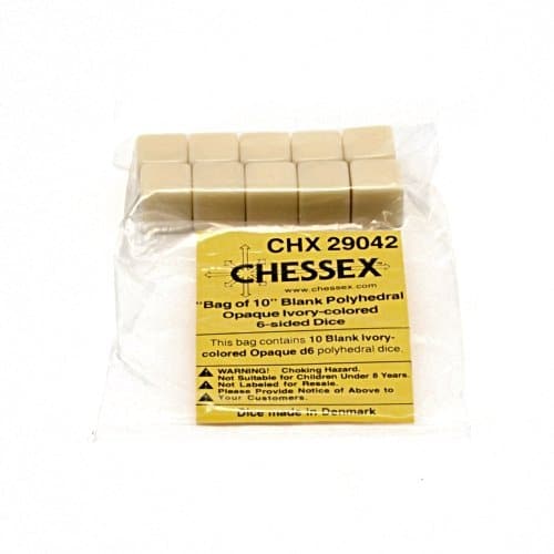 Opaque Ivory Blanc D6 Dobbelsteen Set (10 stuks)
