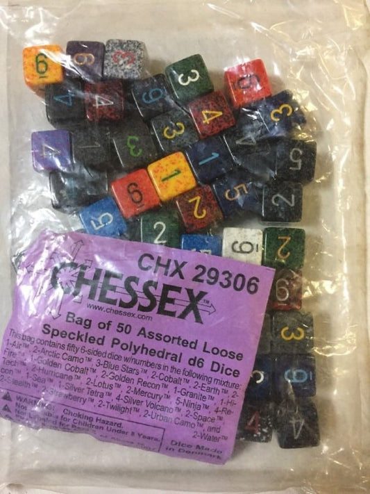 Speckled Assorti D6 Dobbelsteen Set (50 stuks)