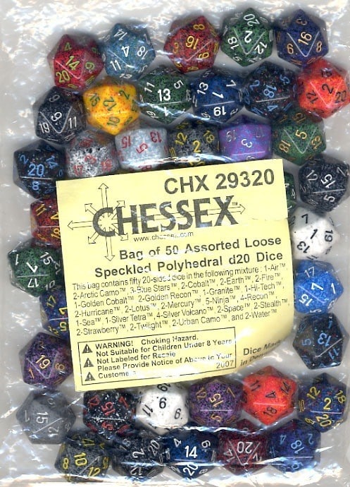 Speckled Assorti D20 Dobbelsteen Set (50 stuks)
