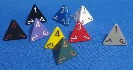 Opaque Assorti D4 Dobbelsteen Set (50 stuks)